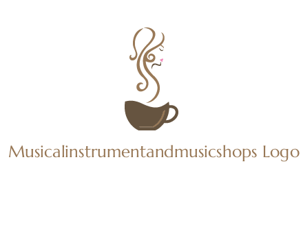 woman steam shape on coffee logo