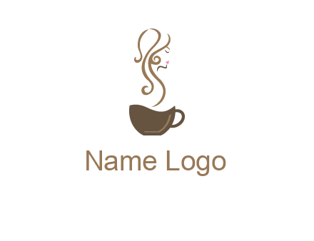 woman steam shape on coffee logo