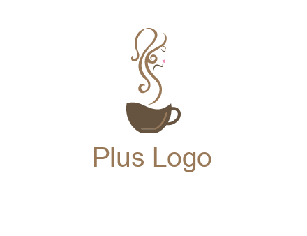 woman steam shape on coffee logo