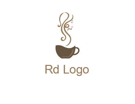 woman steam shape on coffee logo