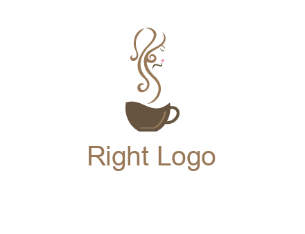 woman steam shape on coffee logo