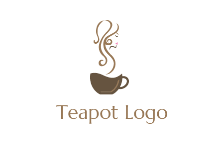 woman steam shape on coffee logo