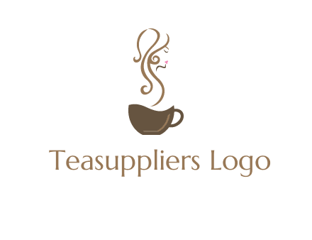 woman steam shape on coffee logo
