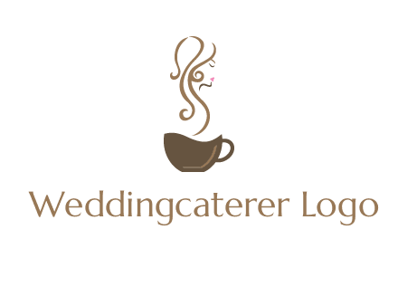 woman steam shape on coffee logo