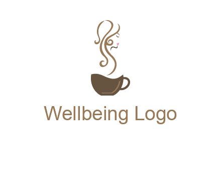 woman steam shape on coffee logo