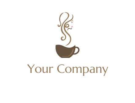 woman steam shape on coffee logo