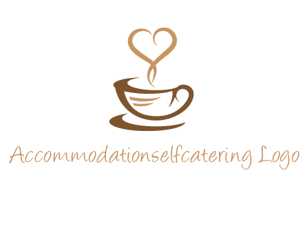 heart shape steam on coffee cup logo