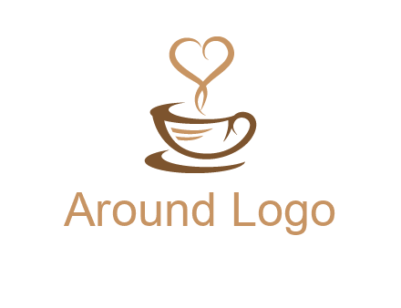 heart shape steam on coffee cup logo