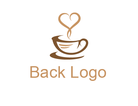 heart shape steam on coffee cup logo