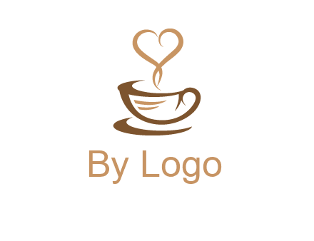 heart shape steam on coffee cup logo