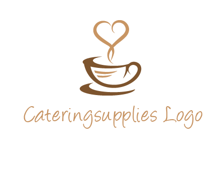 heart shape steam on coffee cup logo
