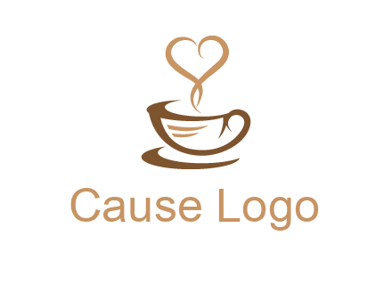 heart shape steam on coffee cup logo