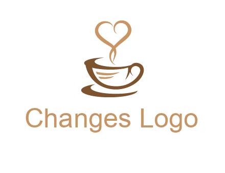 heart shape steam on coffee cup logo