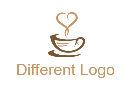 heart shape steam on coffee cup logo