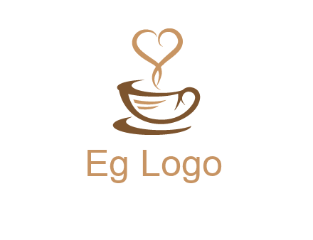 heart shape steam on coffee cup logo