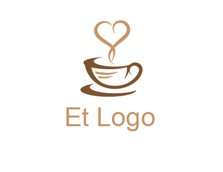 heart shape steam on coffee cup logo