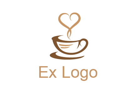 heart shape steam on coffee cup logo