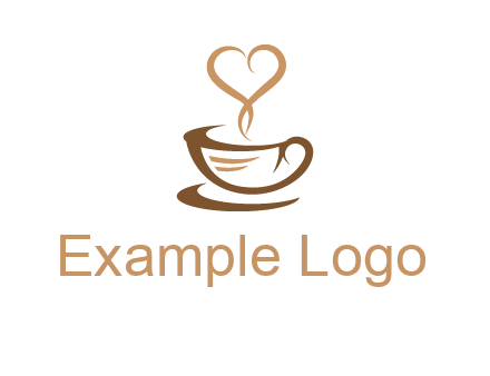 heart shape steam on coffee cup logo