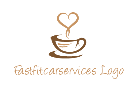 heart shape steam on coffee cup logo