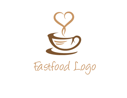 heart shape steam on coffee cup logo