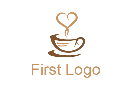 heart shape steam on coffee cup logo