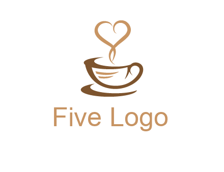 heart shape steam on coffee cup logo