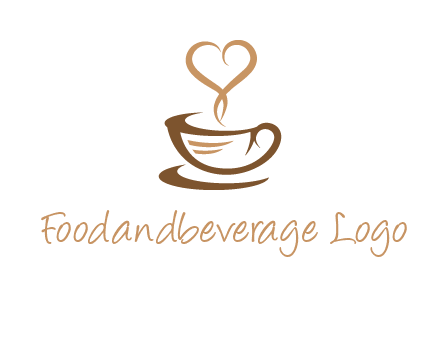 heart shape steam on coffee cup logo