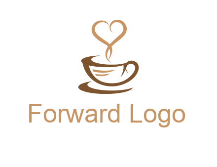 heart shape steam on coffee cup logo