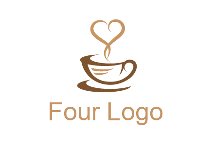 heart shape steam on coffee cup logo
