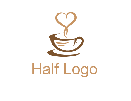 heart shape steam on coffee cup logo