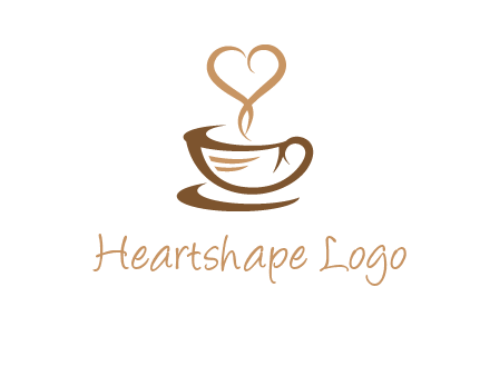 heart shape steam on coffee cup logo