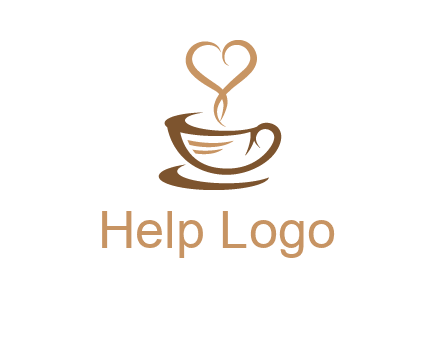 heart shape steam on coffee cup logo