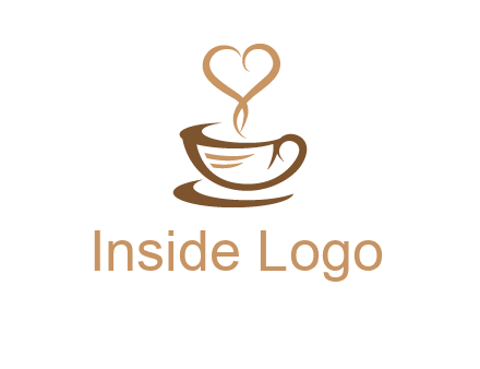 heart shape steam on coffee cup logo
