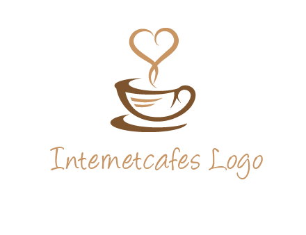 heart shape steam on coffee cup logo