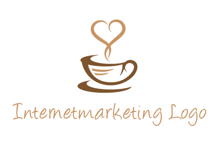 heart shape steam on coffee cup logo