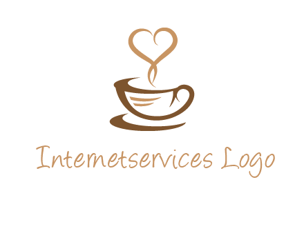 heart shape steam on coffee cup logo