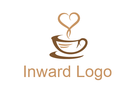heart shape steam on coffee cup logo