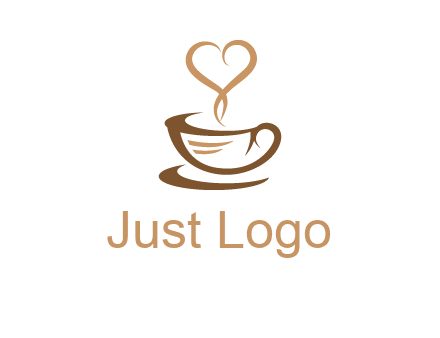 heart shape steam on coffee cup logo