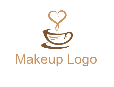 heart shape steam on coffee cup logo