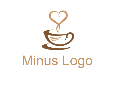 heart shape steam on coffee cup logo