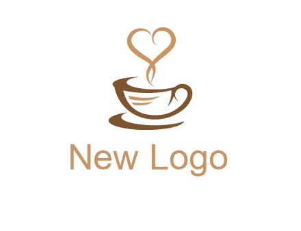 heart shape steam on coffee cup logo