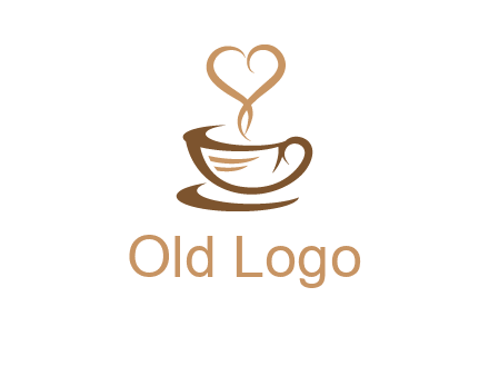 heart shape steam on coffee cup logo