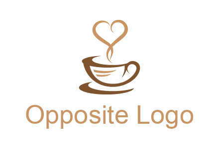 heart shape steam on coffee cup logo