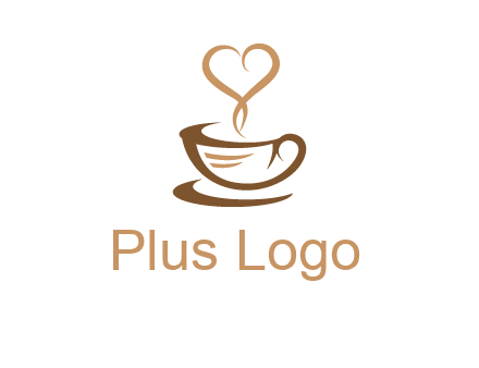 heart shape steam on coffee cup logo