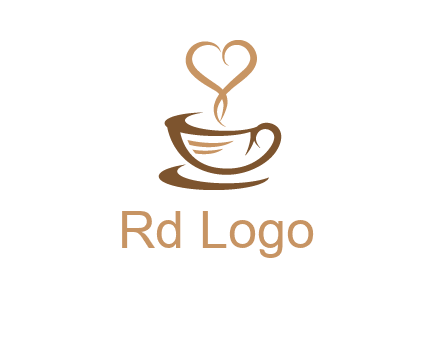 heart shape steam on coffee cup logo