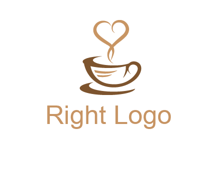heart shape steam on coffee cup logo