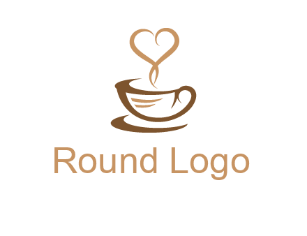 heart shape steam on coffee cup logo