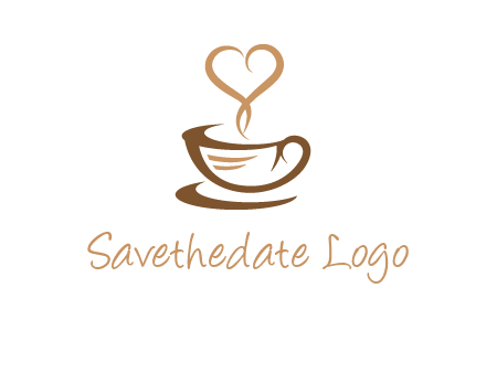 heart shape steam on coffee cup logo