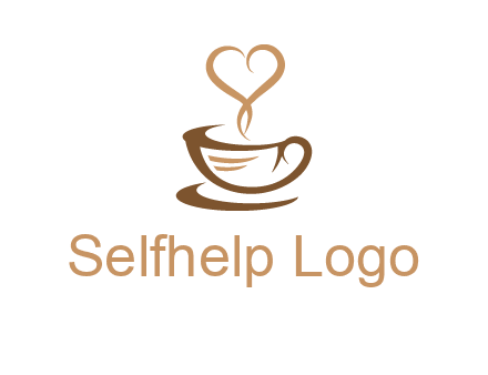 heart shape steam on coffee cup logo