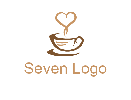 heart shape steam on coffee cup logo